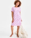 Charter Club Womens Cotton Printed Henley Sleepshirt Created For Macys Xs 3x In Pink