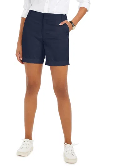 Charter Club Womens High Rise Solid Casual Shorts In Blue