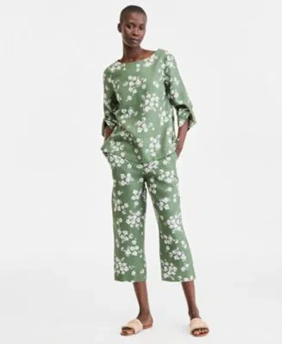 Charter Club Womens Lined Printed Cropped Pants Macys Exclusive In Green