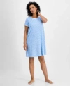 Charter Club Womens Printed Short Sleeve Sleepshirt Exclusively At Macys Xs 3x In Blue