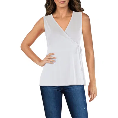 Charter Club Womens Tank Scoop Neck Wrap Top In White