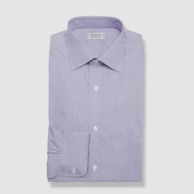 Pre-owned Charvet $645  Men's Purple Micro Stripe Long-sleeve Dress Shirt It40.5 Us16-34