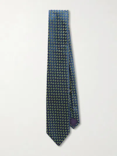 Charvet 8.5cm Silk-jacquard Tie In Green