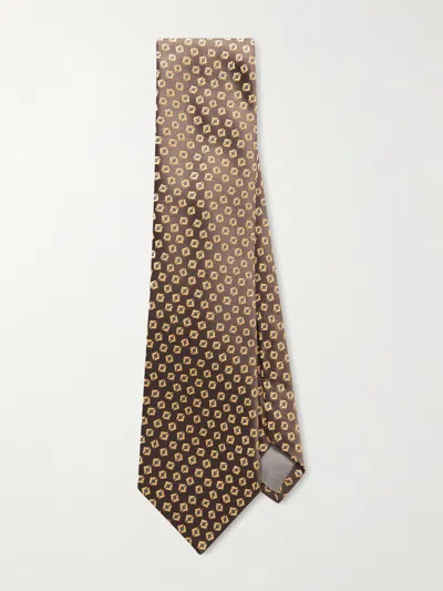 Charvet 8cm Embroidered Silk Tie In Brown
