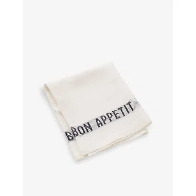 Charvet Bon Appetit Linen Napkin In Noir
