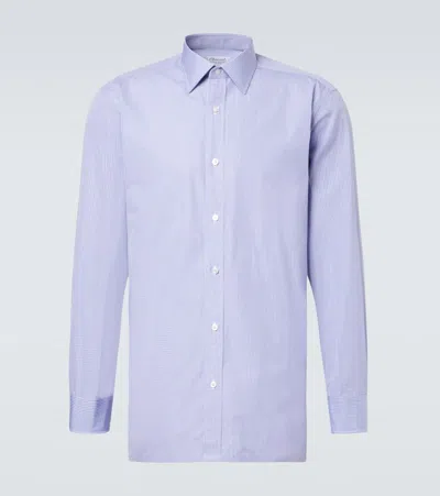Charvet Checked Cotton Poplin Shirt In Blue