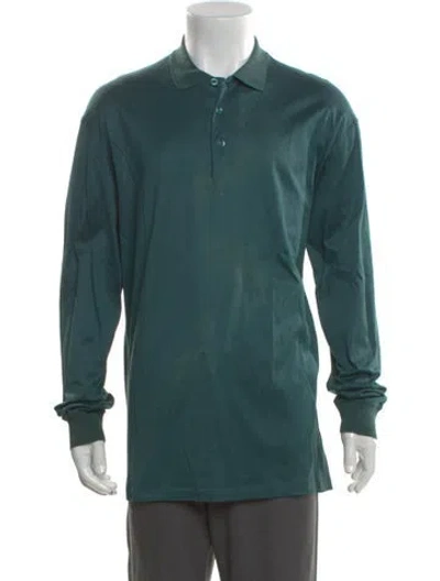 Pre-owned Charvet Collar Long Sleeve Polo Shirt In Green
