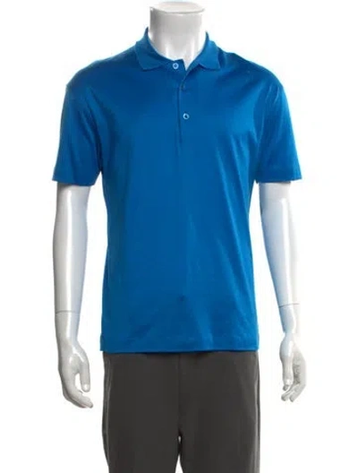 Pre-owned Charvet Collar Short Sleeve Polo Shirt In Blue