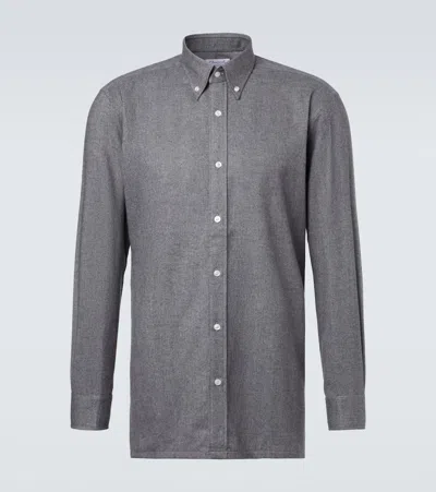 Charvet Cotton Flannel Shirt In Gray