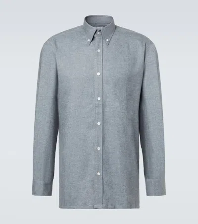 Charvet Cotton Flannel Shirt In Gray