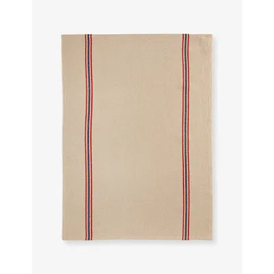 Charvet Drapeau Striped Linen Tea Towel In Naturel