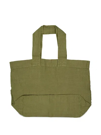 Charvet Editions Escapade Linen Tote Bag In Green