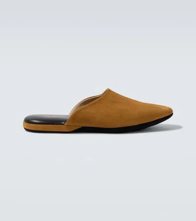 Charvet Leather-lined Suede Slippers In Brown