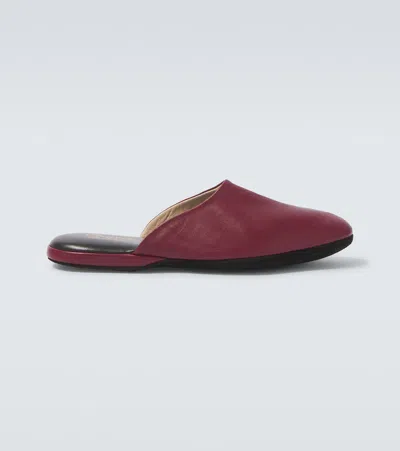 Charvet Leather Slippers In Burgundy