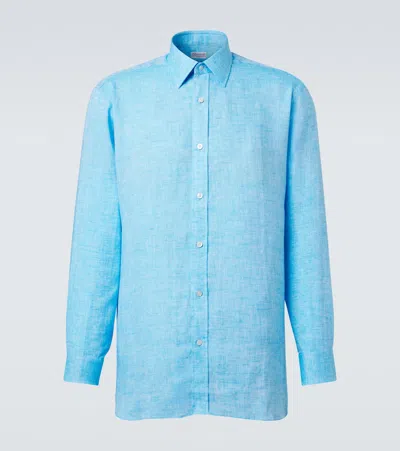 Charvet Linen Shirt In Blue