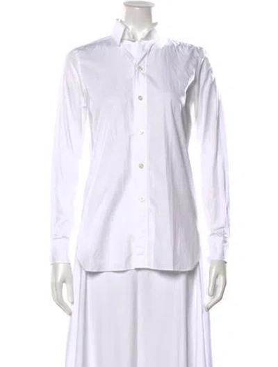 Pre-owned Charvet Long Sleeve Button-up Top In White