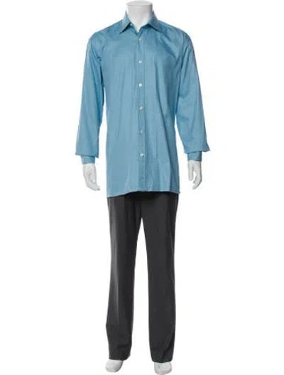 Pre-owned Charvet Long Sleeve Dress Shirt In Blue