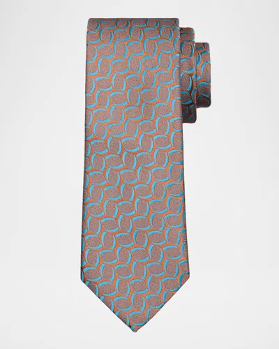 Charvet Men & Apos;s Geometric Jacquard Silk Tie In Brown