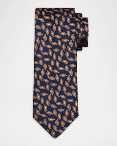 Charvet Men & Apos;s Geometric Oblong Jacquard Silk Tie In 2 Nvy Org