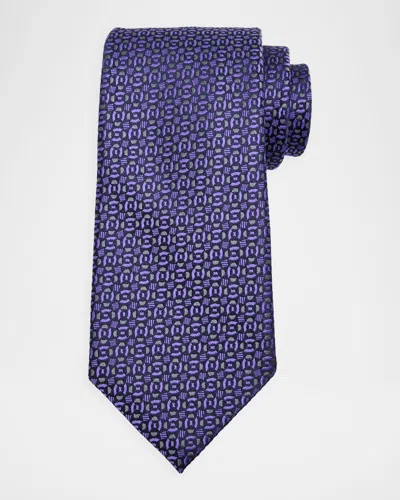 Charvet Men & Apos;s Jacquard Woven Geometric Silk Tie In Navy