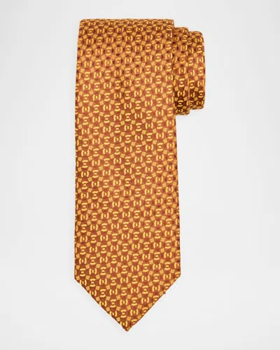 Charvet Men & Apos;s Jacquard Woven Geometric Silk Tie In Yellow