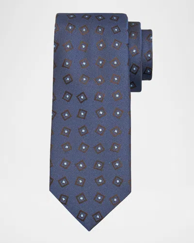 Charvet Men & Apos;s Square-print Silk Tie In Blue