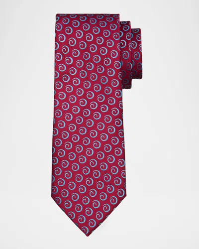 Charvet Men & Apos;s Swirl Pattern Jacquard Silk Tie In 5 Red Blu