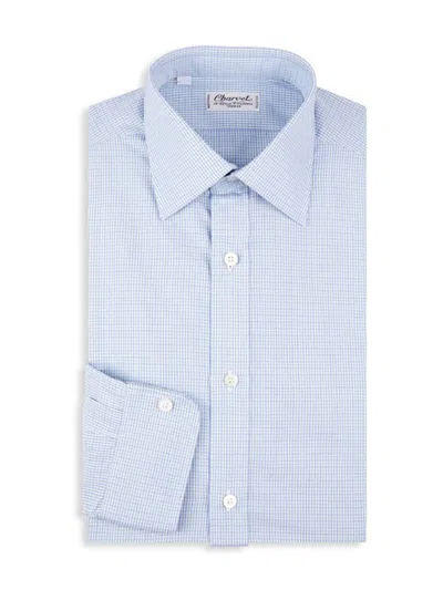 Charvet Men's Check Cotton Dress Shirt In Blue