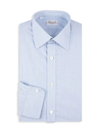 Charvet Men's Check Cotton Dress Shirt In Blue Green