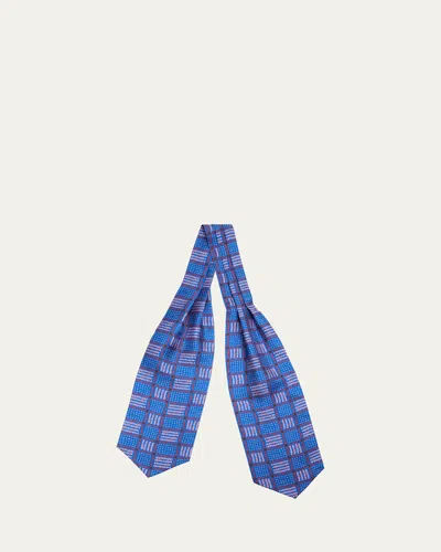 Charvet Men's Check Printed Silk Neck Scarf In 11-blu Pnk
