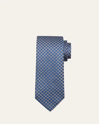 Charvet Men's Check Silk Tie In Grey