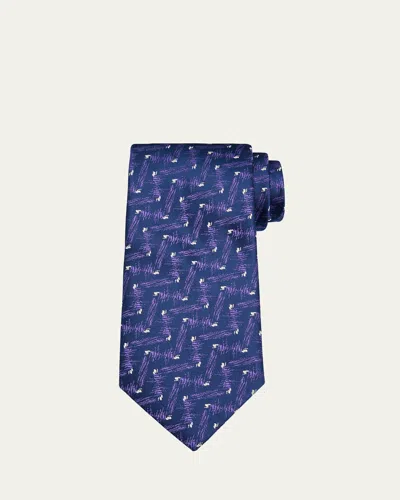 Charvet Men's Chevron Dot Silk Tie In 6-pur