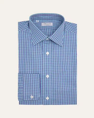 Charvet Men's Cotton Check Point-collar Dress Shirt In Blue Aqua
