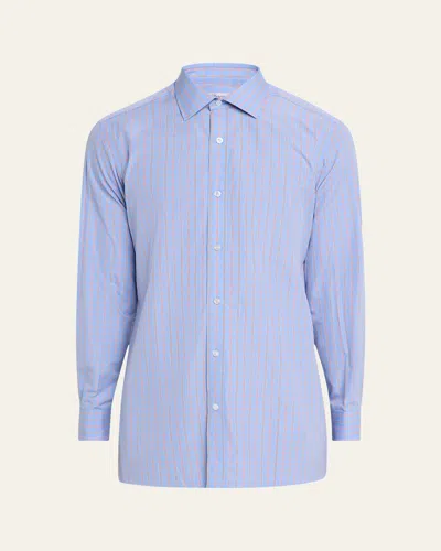 Charvet Men's Cotton Graph Check Sport Shirt
