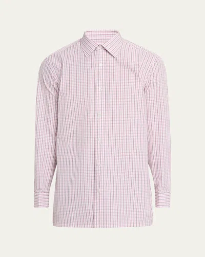 Charvet Men's Cotton Graph Check Sport Shirt