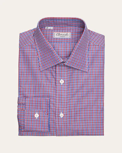 Charvet Men's Cotton Micro-check Dress Shirt In Blue Red