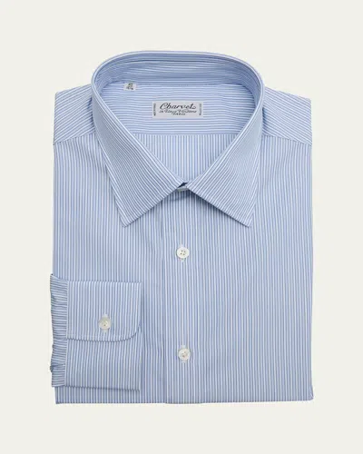 Charvet Men's Cotton Multi-stripe Dress Shirt In Blue Lt Blue