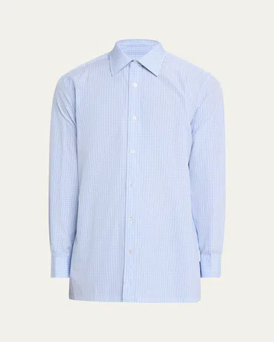 Charvet Men's Cotton Tonal Check Sport Shirt