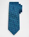 Charvet Men's Curly Embroidered Silk Tie In Black
