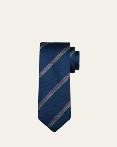 Charvet Men's Diagonal Stripe Silk Tie In Blue
