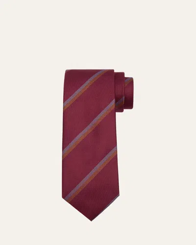 Charvet Men's Diagonal Stripe Silk Tie In Red