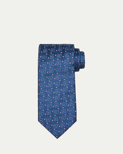 Charvet Men's Diamond-woven Silk Tie In 1-nvy