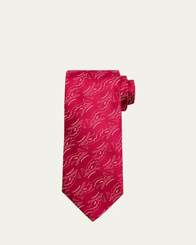 Charvet Men's Doodle Line Woven Silk Tie In 15-red