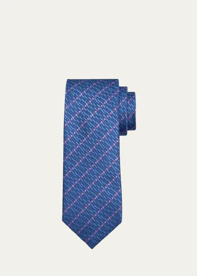 Charvet Men's Fine Stripe Silk Tie In Blue