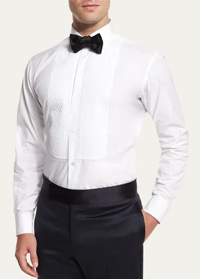 Charvet Men's Formal Shirt With Pleated Bib In White