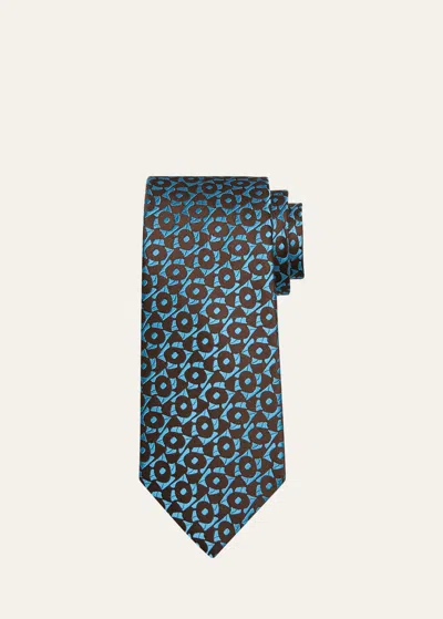 Charvet Men's Geometric-print Silk Tie In Blue