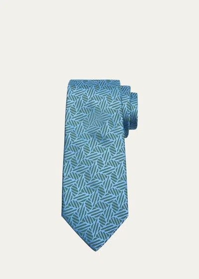 Charvet Men's Geometric Silk Jacquard Tie In Blue