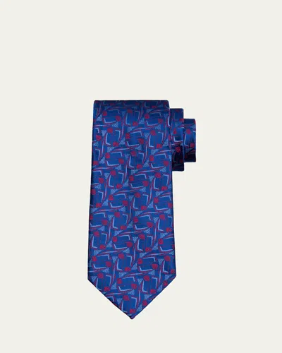 Charvet Men's Geometric Stripe Woven Silk Tie
