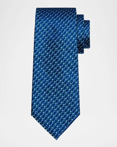 Charvet Men's Geometric Woven Silk Tie In Blue