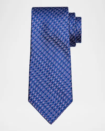 Charvet Men's Geometric Woven Silk Tie In Blue